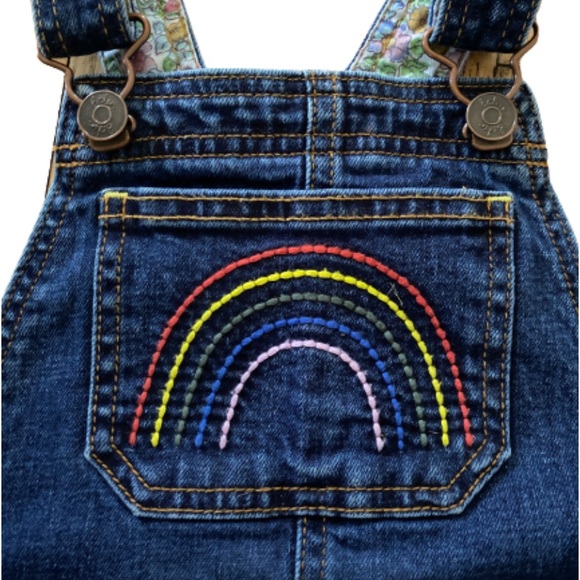 Boden Rainbow Embroidered Shortalls - 4/5 - Picture 5 of 7